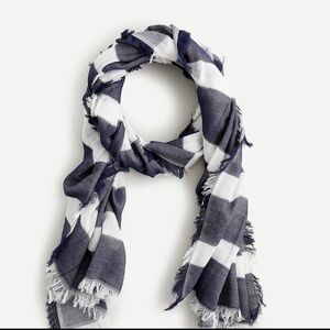 J. CREW Navy and White Fringe Trim Scarf | NWT | One Size